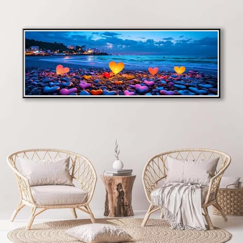 Diamond Painting Liebe 30 x 90 cm, Diamond Painting Erwachsene groß, 5D Diamant Painting Bilder Strand Diamond Painting Set, DIY Runde Crystal Art Stickerei Diamant Malerei für Home Wand Deko P-344 von FeiPride