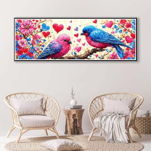 Diamond Painting Liebe 30 x 90 cm, Diamond Painting Erwachsene groß, 5D Diamant Painting Bilder Vogel Diamond Painting Set, DIY Runde Crystal Art Stickerei Diamant Malerei für Home Wand Deko P-368 von FeiPride