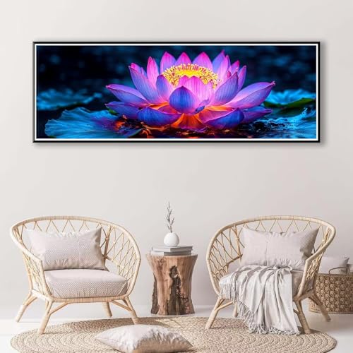 Diamond Painting Lotus 30 x 90 cm, Diamond Painting Erwachsene groß, 5D Diamant Painting Bilder Landschaft Diamond Painting Set, DIY Crystal Art Stickerei Diamant Malerei für Home Wand Deko P-869 von FeiPride