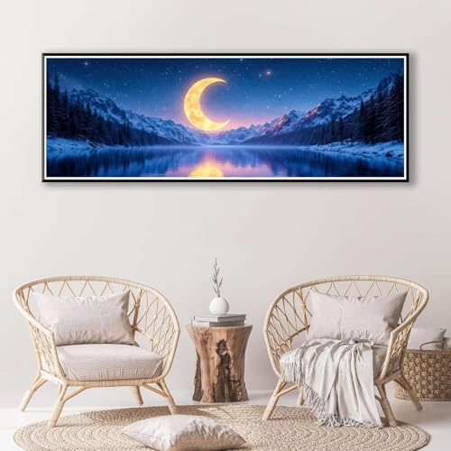 Diamond Painting Mond 80 x 240 cm, Diamond Painting Erwachsene groß, 5D Diamant Painting Bilder Landschaft Diamond Painting Set, DIY Crystal Art Stickerei Diamant Malerei für Home Wand Deko P-794 von FeiPride