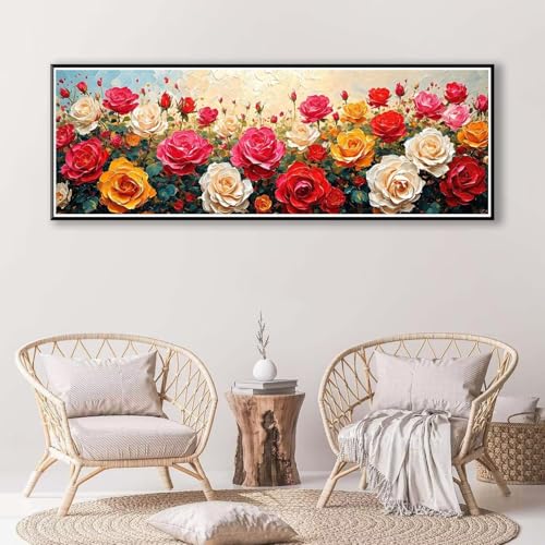 Diamond Painting Pfingstrose 100 x 300 cm, Diamond Painting Erwachsene groß, 5D Diamant Painting Bilder Blume Diamond Painting Set, DIY Crystal Art Stickerei Diamant Malerei für Home Wand Deko P-812 von FeiPride