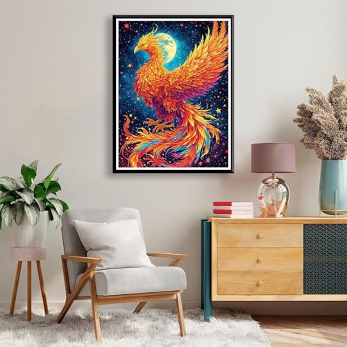 Diamond Painting Phönix Diamond Painting Erwachsene Kinder, 5D Diamant Painting Bilder Tier Diamond Painting Eckige Steine, DIY Full Drill Diamond Painting Set für Home Wand Deko 30 x 40 cm A-137 von FeiPride