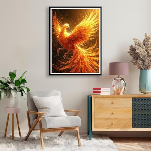 Diamond Painting Phönix Diamond Painting Erwachsene Kinder, 5D Diamant Painting Bilder Vogel Diamond Painting Eckige Steine, DIY Full Drill Diamond Painting Set für Home Wand Deko 70 x 90 cm A-236 von FeiPride