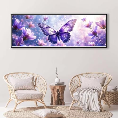 Diamond Painting Schmetterling 100 x 300 cm, Diamond Painting Erwachsene groß, 5D Diamant Painting Bilder Blume Diamond Painting Set, DIY Crystal Art Stickerei Diamant Malerei für Home Wand Deko P-410 von FeiPride