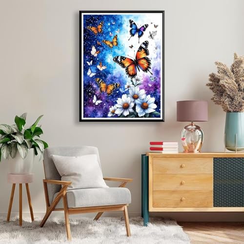 Diamond Painting Schmetterling Diamond Painting Erwachsene Kinder Diamant Painting Bilder Blume Diamond Painting Eckige Steine, DIY Full Drill Diamond Painting Set für Home Wand Deko 30 x 40 cm A-341 von FeiPride