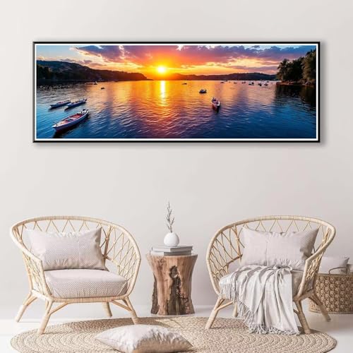 Diamond Painting Sonnenuntergang 100 x 300 cm,Diamond Painting Erwachsene groß,5D Diamant Painting Bilder Meer Diamond Painting Set,DIY Crystal Art Stickerei Diamant Malerei für Home Wand Deko P-830 von FeiPride