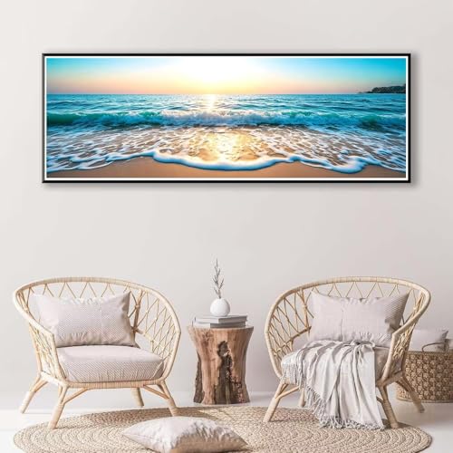 Diamond Painting Sonnenuntergang 80 x 240 cm, Diamond Painting Erwachsene groß, 5D Diamant Painting Bilder Meer Diamond Painting Set, DIY Crystal Art Stickerei Diamant Malerei für Home Wand Deko P-881 von FeiPride