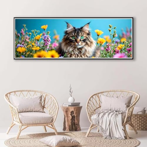 Diamond Painting Tier 100 x 300 cm, Diamond Painting Erwachsene groß, 5D Diamant Painting Bilder Katze Diamond Painting Set, DIY Runde Crystal Art Stickerei Diamant Malerei für Home Wand Deko P-803 von FeiPride