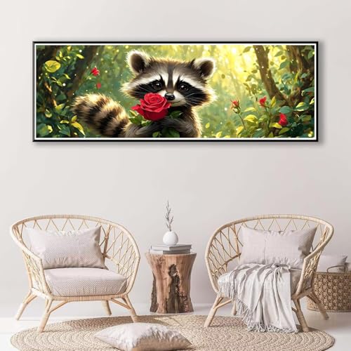 Diamond Painting Tier 30 x 90 cm, Diamond Painting Erwachsene groß, 5D Diamant Painting Bilder Blume Diamond Painting Set, DIY Runde Crystal Art Stickerei Diamant Malerei für Home Wand Deko P-878 von FeiPride