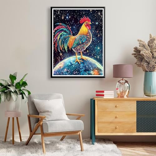 Diamond Painting Tier Diamond Painting Erwachsene Kinder, 5D Diamant Painting Bilder Huhn Diamond Painting Eckige Steine, DIY Full Drill Diamond Painting Set für Home Wand Deko 45 x 60 cm A-652 von FeiPride