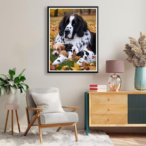 Diamond Painting Tier Diamond Painting Erwachsene Kinder, 5D Diamant Painting Bilder Hund Diamond Painting Eckige Steine, DIY Full Drill Diamond Painting Set für Home Wand Deko 80 x 100 cm A-374 von FeiPride