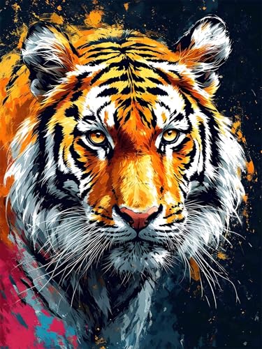 Diamond Painting Tiger Diamond Painting Erwachsene Kinder, 5D Diamant Painting Bilder Tier Diamond Painting Eckige Steine, DIY Full Drill Diamond Painting Set für Home Wand Deko 30 x 40 cm A-156 von FeiPride