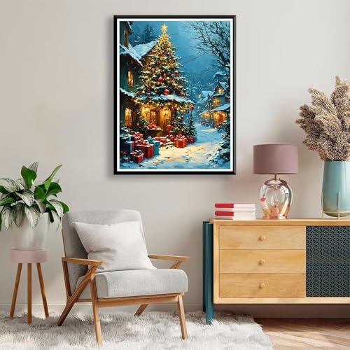 Diamond Painting Weihnachtsbaum Diamond Painting Erwachsene Kinder, 5D Diamant Painting Bilder Landschaft Diamond Painting Eckige Steine, DIY Full Drill Diamond Painting für Home Deko 30 x 40 cm A-254 von FeiPride