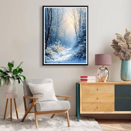 Diamond Painting Winter Diamond Painting Erwachsene Kinder Diamant Painting Bilder Schneeszene Diamond Painting Eckige Steine, DIY Full Drill Diamond Painting Set für Home Wand Deko 30 x 40 cm A-116 von FeiPride