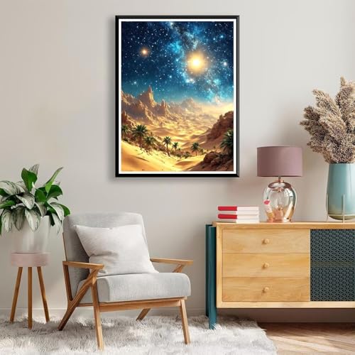 Diamond Painting Wüste Diamond Painting Erwachsene Kinder, 5D Diamant Painting Bilder Landschaft Diamond Painting Eckige Steine, DIY Full Drill Diamond Painting Set für Home Wand Deko 30 x 40 cm A-209 von FeiPride