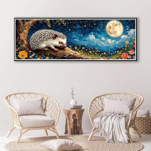 Igel Diamond Painting Erwachsene Groß XXL 100 x 300 cm, 5D Diamant Painting Bilder Mond, Full Drill Diamond Painting Runde Steine, DIY Diamant Malerei Set für Zuhause Wand Dekoration Geschenk P-796 von FeiPride