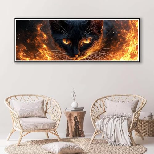 Katze Diamond Painting Erwachsene Groß XXL 80 x 240 cm, 5D Diamant Painting Bilder Tier, Full Drill Diamond Painting Runde Steine, DIY Diamant Malerei Set für Zuhause Wand Dekoration Geschenk P-784 von FeiPride