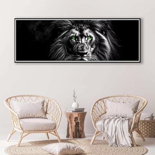 Löwe Diamond Painting Erwachsene Groß XXL 100 x 300 cm, 5D Diamant Painting Bilder Tier, Full Drill Diamond Painting Runde Steine, DIY Diamant Malerei Set für Zuhause Wand Dekoration Geschenk P-790 von FeiPride