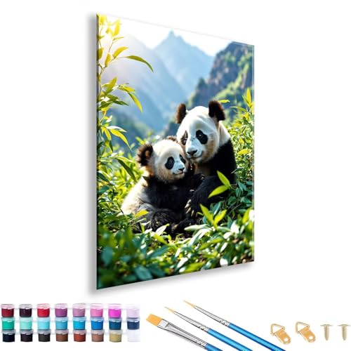 Malen nach Zahlen Erwachsene 40 x 50 cm, Malen nach Zahlen Panda Paint by Numbers Landschaft DIY Painting by Numbers Erwachsene Leinwand Kit mit Pinseln und Acrylfarben für Zimmer Deko Geschenk L-3 von FeiPride