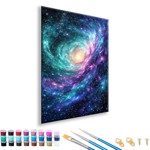 Malen nach Zahlen Erwachsene 60 x 80 cm, Malen nach Zahlen Sternenhimmel Paint by Numbers Landschaft DIY Painting by Numbers Kit mit Pinseln und Acrylfarben für Zimmer Deko Geschenk, Ohne Rahmen D-4 von FeiPride