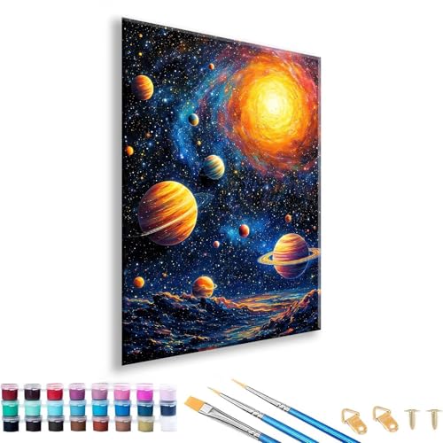 Malen nach Zahlen Erwachsene 80 x 110 cm, Malen nach Zahlen Universum Paint by Numbers Landschaft DIY Painting by Numbers Kit mit Pinseln und Acrylfarben für Zimmer Deko Geschenk, Ohne Rahmen P-7 von FeiPride