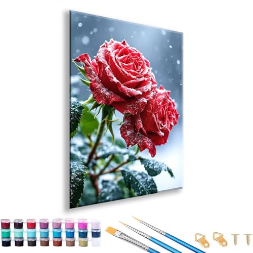 Malen nach Zahlen ab 7 8 9 10 11 12 Jahre Mädchen, Malen nach Zahlen Erwachsene Blume Paint by Numbers Kinder Rose DIY Painting by Numbers Set für Deko Wohnzimmer, Geschenke für Frauen 90 x 120 cm U-3 von FeiPride