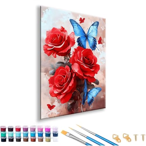 Malen nach Zahlen ab 7 8 9 10 11 12 Jahre Mädchen, Malen nach Zahlen Erwachsene Blume Paint by Numbers Kinder Rose DIY Painting by Numbers Set für Deko Wohnzimmer, Geschenke für Frauen 90 x 120 cm H-1 von FeiPride