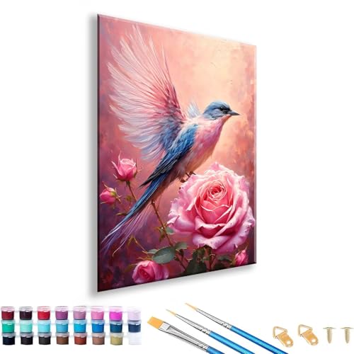 Malen nach Zahlen ab 7 8 9 10 11 12 Jahre Mädchen, Malen nach Zahlen Erwachsene Blume Paint by Numbers Kinder Vogel DIY Painting by Numbers Set für Deko Wohnzimmer, Geschenke für Frauen 70 x 90 cm U-7 von FeiPride