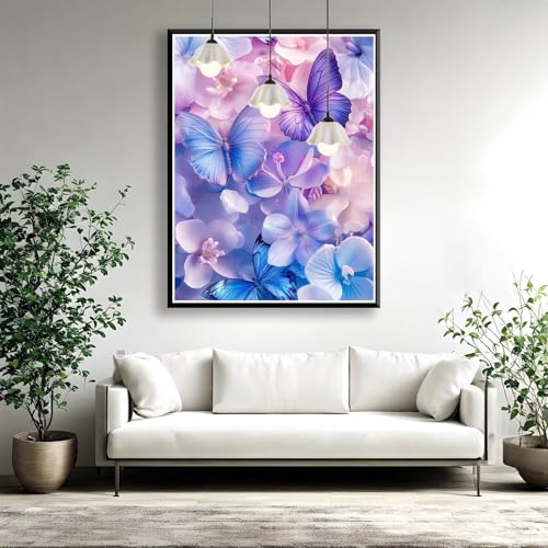 Malen nach Zahlen ab 7 8 9 10 11 12 Jahre Mädchen, Malen nach Zahlen Erwachsene Blume Paint by Numbers Schmetterling DIY Painting by Numbers für Deko Wohnzimmer, Geschenke für Frauen 50 x 70 cm D-8 von FeiPride