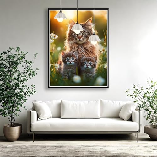 Malen nach Zahlen ab 7 8 9 10 11 12 Jahre Mädchen, Malen nach Zahlen Erwachsene Katze Paint by Numbers Kinder Tier DIY Painting by Numbers Set für Deko Wohnzimmer, Geschenke für Frauen 70 x 90 cm F-5 von FeiPride