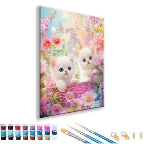 Malen nach Zahlen ab 7 8 9 10 11 12 Jahre Mädchen, Malen nach Zahlen Erwachsene Katze Paint by Numbers Kinder Tier DIY Painting by Numbers Set für Deko Wohnzimmer, Geschenke für Frauen 70 x 90 cm Z-0 von FeiPride