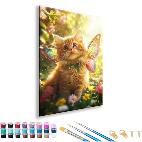 Malen nach Zahlen ab 7 8 9 10 11 12 Jahre Mädchen, Malen nach Zahlen Erwachsene Katze Paint by Numbers Kinder Tier DIY Painting by Numbers Set für Deko Wohnzimmer, Geschenke für Frauen 90 x 120 cm U-7 von FeiPride