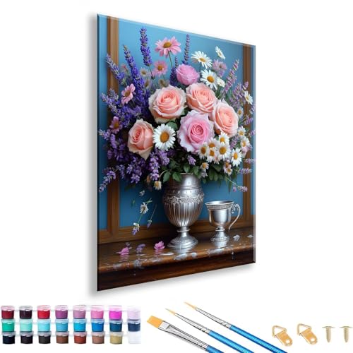 Malen nach Zahlen ab 7 8 9 10 11 12 Jahre Mädchen, Malen nach Zahlen Erwachsene Landschaft Paint by Numbers Blume DIY Painting by Numbers Set für Deko Wohnzimmer, Geschenke für Frauen 60 x 80 cm Y-0 von FeiPride