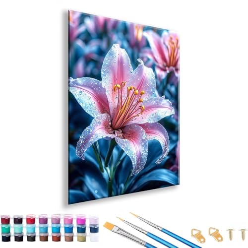 Malen nach Zahlen ab 7 8 9 10 11 12 Jahre Mädchen, Malen nach Zahlen Erwachsene Lilie Paint by Numbers Blume DIY Painting by Numbers Set für Deko Wohnzimmer, Geschenke für Frauen 90 x 120 cm X-9 von FeiPride