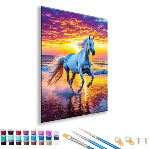 Malen nach Zahlen ab 7 8 9 10 11 12 Jahre Mädchen, Malen nach Zahlen Erwachsene Pferd Paint by Numbers Kinder Tier DIY Painting by Numbers Set für Deko Wohnzimmer, Geschenke für Frauen 70 x 90 cm O-8 von FeiPride