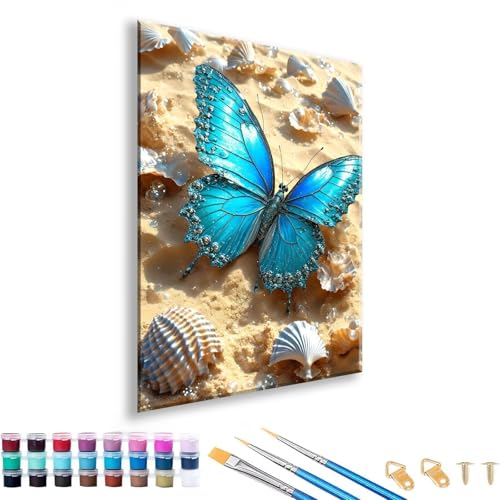 Malen nach Zahlen ab 7 8 9 10 11 12 Jahre Mädchen, Malen nach Zahlen Erwachsene Schmetterling Paint by Numbers Kinder Strand DIY Painting by Numbers für Deko Wohnzimmer Geschenke 90 x 120 cm N-8 von FeiPride