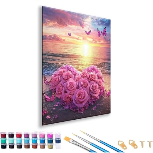 Malen nach Zahlen ab 7 8 9 10 11 12 Jahre Mädchen, Malen nach Zahlen Erwachsene Sonnenuntergang Paint by Numbers Kinder Blume DIY Painting by Numbers für Deko Wohnzimmer Geschenke 50 x 70 cm D-7 von FeiPride