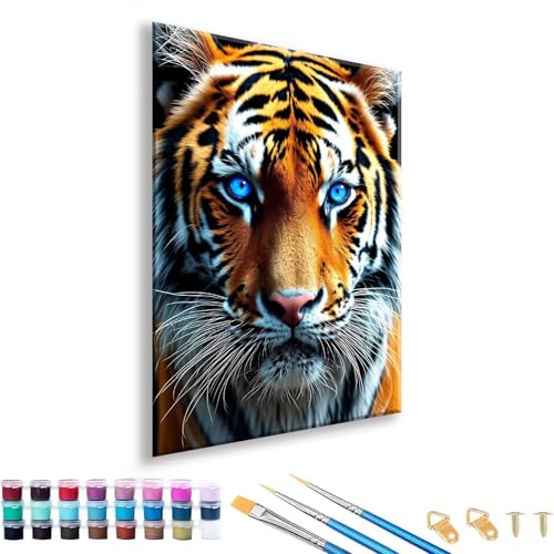 Malen nach Zahlen ab 7 8 9 10 11 12 Jahre Mädchen, Malen nach Zahlen Erwachsene Tier Paint by Numbers Kinder Tiger DIY Painting by Numbers Set für Deko Wohnzimmer, Geschenke für Frauen 30 x 40 cm R-6 von FeiPride