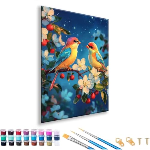 Malen nach Zahlen ab 7 8 9 10 11 12 Jahre Mädchen, Malen nach Zahlen Erwachsene Tier Paint by Numbers Kinder Vogel DIY Painting by Numbers Set für Deko Wohnzimmer, Geschenke für Frauen 60 x 80 cm A-8 von FeiPride