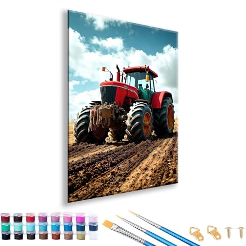 Malen nach Zahlen ab 7 8 9 10 11 12 Jahre Mädchen, Malen nach Zahlen Erwachsene Traktor Paint by Numbers Auto DIY Painting by Numbers Set für Deko Wohnzimmer, Geschenke für Frauen 90 x 120 cm A-0 von FeiPride