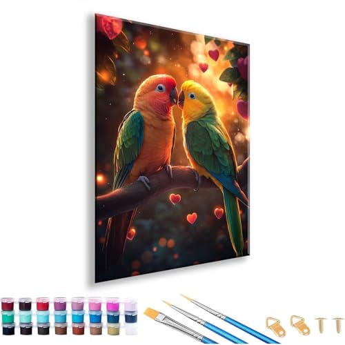 Malen nach Zahlen ab 7 8 9 10 11 12 Jahre Mädchen, Malen nach Zahlen Erwachsene Valentinstag Paint by Numbers Vogel DIY Painting by Numbers Set für Deko Wohnzimmer, Geschenke für Frauen 70 x 90 cm M-9 von FeiPride