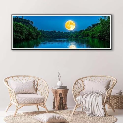 Mond Diamond Painting Erwachsene Groß XXL 100 x 300 cm, 5D Diamant Painting Bilder Landschaft, Full Drill Diamond Painting Runde Steine, DIY Diamant Malerei für Zuhause Wand Dekoration Geschenk P-349 von FeiPride