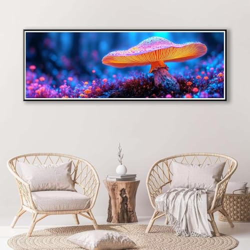 Pilz Diamond Painting Erwachsene Groß XXL 50 x 150 cm, 5D Diamant Painting Bilder Landschaft, Full Drill Diamond Painting Runde Steine, DIY Diamant Malerei für Zuhause Wand Dekoration Geschenk P-406 von FeiPride