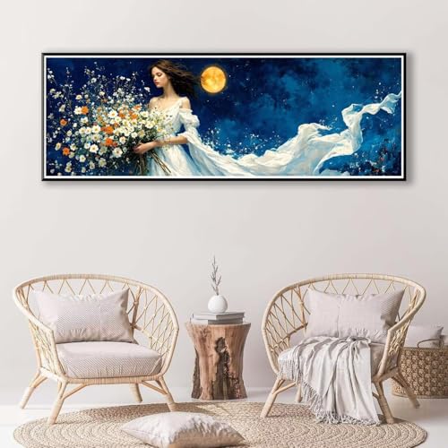 Schönheit Diamond Painting Erwachsene Groß XXL 100 x 300 cm, 5D Diamant Painting Bilder Mond, Full Drill Diamond Painting Runde Steine, DIY Diamant Malerei für Zuhause Wand Dekoration Geschenk P-880 von FeiPride