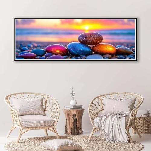 Sonnenuntergang Diamond Painting Erwachsene Groß XXL 100 x 300 cm,5D Diamant Painting Bilder Strand,Full Drill Diamond Painting Runde Steine,DIY Diamant Malerei Set für Zuhause Wand Dekoration P-370 von FeiPride