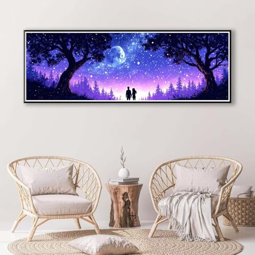 Sternenhimmel Diamond Painting Erwachsene Groß XXL 100 x 300 cm, 5D Diamant Painting Bilder Paar, Full Drill Diamond Painting Runde Steine, DIY Diamant Malerei Set für Zuhause Wand Dekoration P-835 von FeiPride