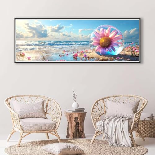 Strand Diamond Painting Erwachsene Groß XXL 30 x 90 cm, 5D Diamant Painting Bilder Landschaft, Full Drill Diamond Painting Runde Steine, DIY Diamant Malerei für Zuhause Wand Dekoration Geschenk P-394 von FeiPride