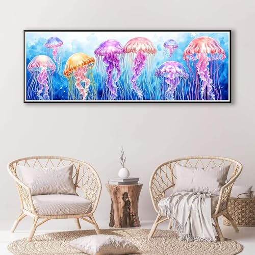 Tier Diamond Painting Erwachsene Groß XXL 100 x 300 cm, 5D Diamant Painting Bilder Qualle, Full Drill Diamond Painting Runde Steine, DIY Diamant Malerei Set für Zuhause Wand Dekoration Geschenk P-391 von FeiPride