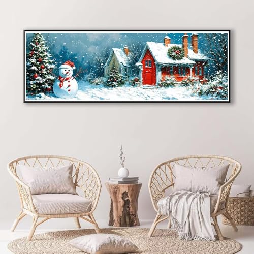 Weihnachten Diamond Painting Erwachsene Groß XXL 30 x 90 cm, 5D Diamant Painting Bilder Schneemann, Full Drill Diamond Painting Runde Steine, DIY Diamant Malerei Set für Zuhause Wand Dekoration P-415 von FeiPride