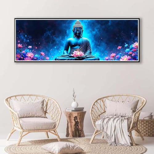 Zen Diamond Painting Erwachsene Groß XXL 100 x 300 cm, 5D Diamant Painting Bilder Blume, Full Drill Diamond Painting Runde Steine, DIY Diamant Malerei Set für Zuhause Wand Dekoration Geschenk P-814 von FeiPride